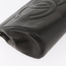 CHANEL Pouch Lamb Skin Black Gold CC Auth bs35075-7