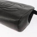 CHANEL Pouch Lamb Skin Black Gold CC Auth bs35075-14