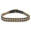 CHANEL Chain Belt Leather 29.5"" Black CC Auth bs35077-2