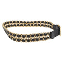 CHANEL Chain Belt Leather 29.5"" Black CC Auth bs35077-4