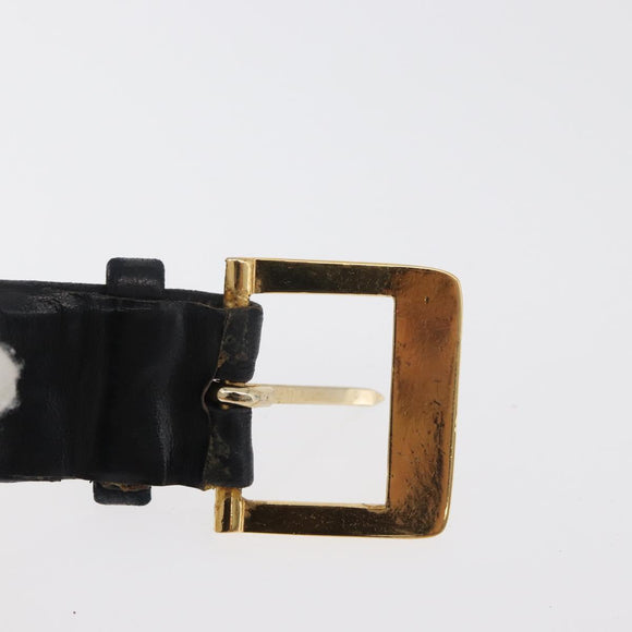 CHANEL Chain Belt Leather 29.5"" Black CC Auth bs35077