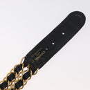 CHANEL Chain Belt Leather 29.5"" Black CC Auth bs35077-8