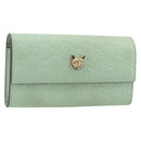 GUCCI GG Canvas Guccissima Long Wallet Leather Green Gold 548055 Auth bs35079A-1