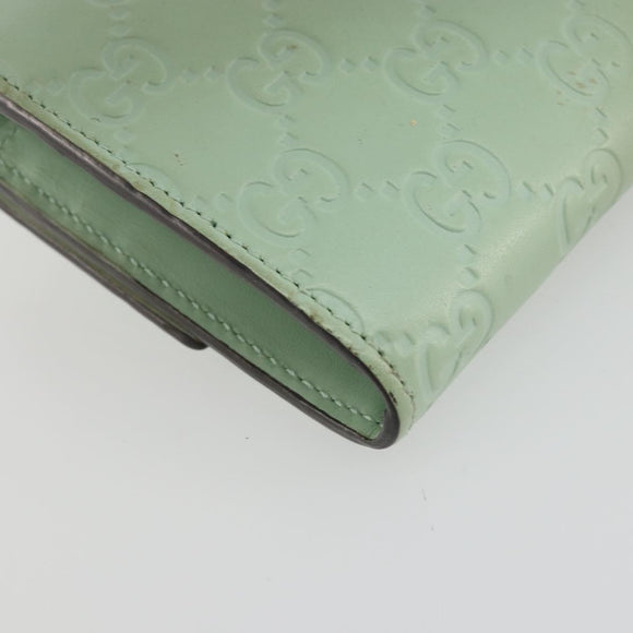 GUCCI GG Canvas Guccissima Long Wallet Leather Green Gold 548055 Auth bs35079A