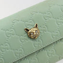 GUCCI GG Canvas Guccissima Long Wallet Leather Green Gold 548055 Auth bs35079A-17