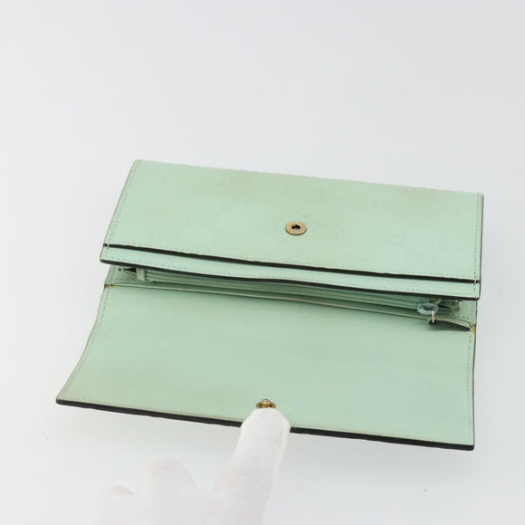 GUCCI GG Canvas Guccissima Long Wallet Leather Green Gold 548055 Auth bs35079A