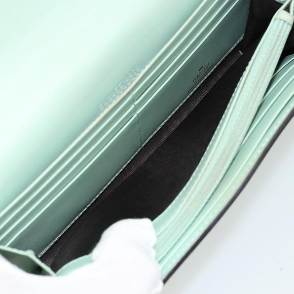 GUCCI GG Canvas Guccissima Long Wallet Leather Green Gold 548055 Auth bs35079A