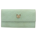 GUCCI GG Canvas Guccissima Long Wallet Leather Green Gold 548055 Auth bs35079A-13