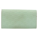 GUCCI GG Canvas Guccissima Long Wallet Leather Green Gold 548055 Auth bs35079A-2