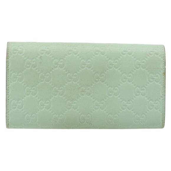 GUCCI GG Canvas Guccissima Long Wallet Leather Green Gold 548055 Auth bs35079A