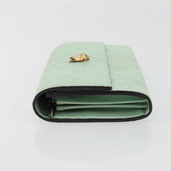 GUCCI GG Canvas Guccissima Long Wallet Leather Green Gold 548055 Auth bs35079A