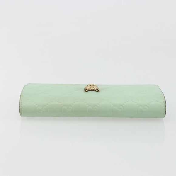 GUCCI GG Canvas Guccissima Long Wallet Leather Green Gold 548055 Auth bs35079A