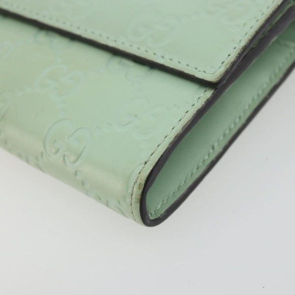 GUCCI GG Canvas Guccissima Long Wallet Leather Green Gold 548055 Auth bs35079A