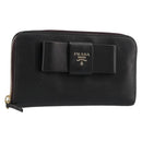 PRADA Long Wallet Safiano leather Black Gold Auth bs35081-1