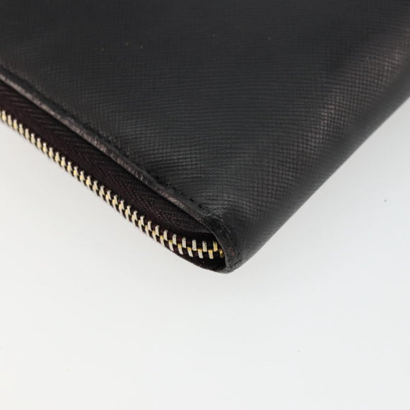 PRADA Long Wallet Safiano leather Black Gold Auth bs35081