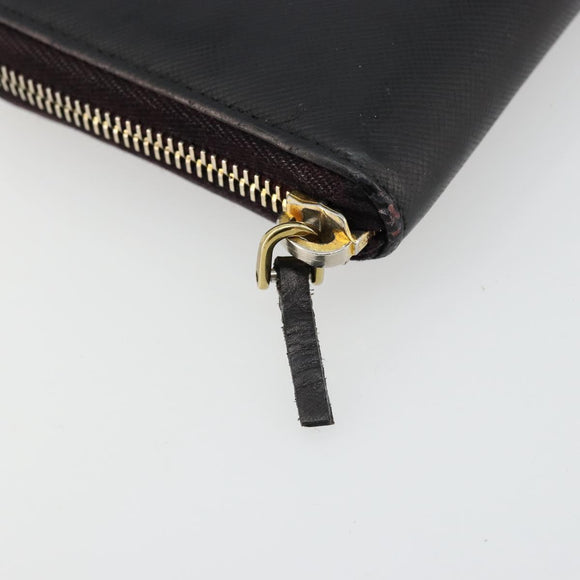 PRADA Long Wallet Safiano leather Black Gold Auth bs35081