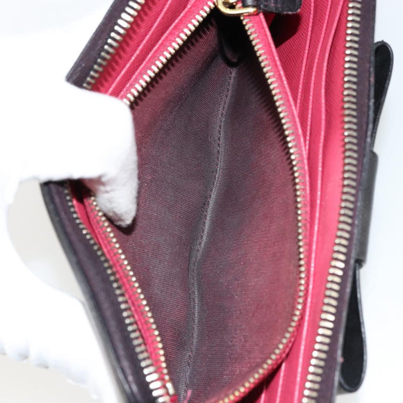 PRADA Long Wallet Safiano leather Black Gold Auth bs35081