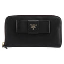 PRADA Long Wallet Safiano leather Black Gold Auth bs35081-13