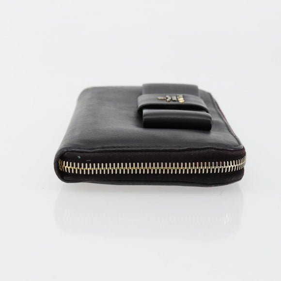 PRADA Long Wallet Safiano leather Black Gold Auth bs35081