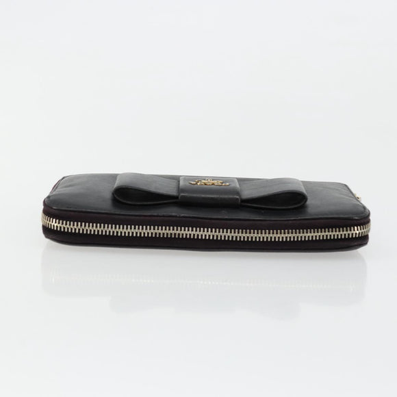 PRADA Long Wallet Safiano leather Black Gold Auth bs35081