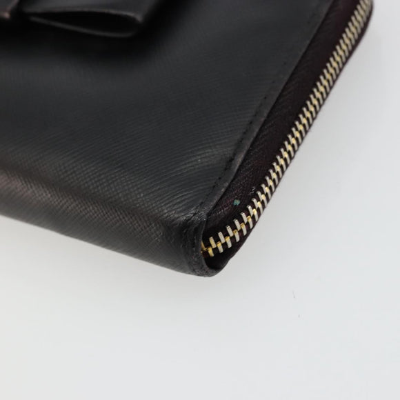 PRADA Long Wallet Safiano leather Black Gold Auth bs35081