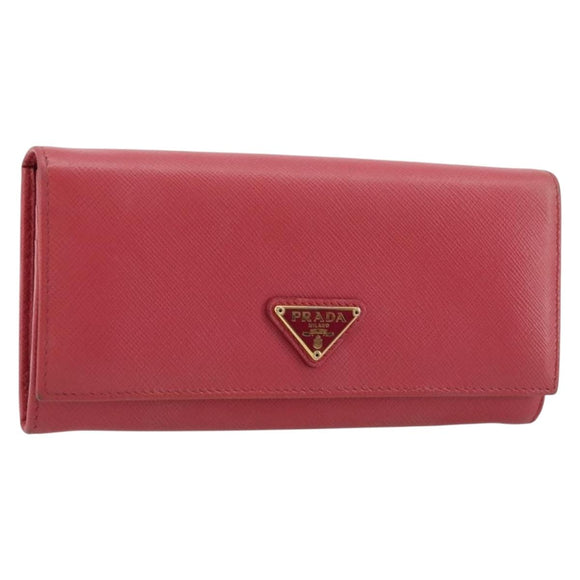 PRADA Long Wallet Safiano leather Pink Gold Auth bs35082A
