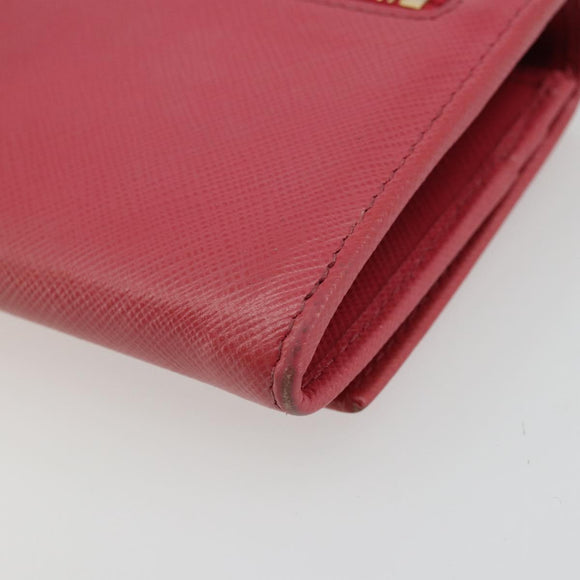 PRADA Long Wallet Safiano leather Pink Gold Auth bs35082A