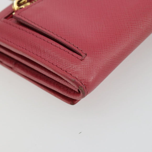 PRADA Long Wallet Safiano leather Pink Gold Auth bs35082A