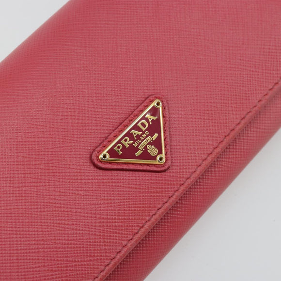PRADA Long Wallet Safiano leather Pink Gold Auth bs35082A