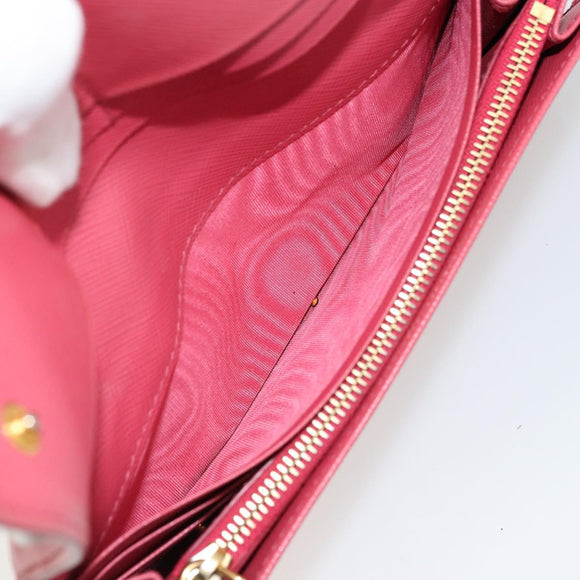 PRADA Long Wallet Safiano leather Pink Gold Auth bs35082A