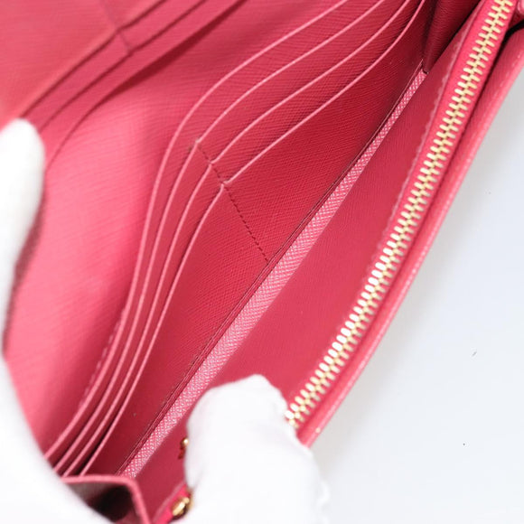 PRADA Long Wallet Safiano leather Pink Gold Auth bs35082A