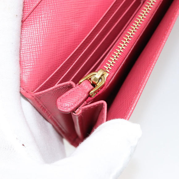 PRADA Long Wallet Safiano leather Pink Gold Auth bs35082A