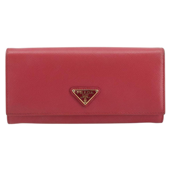 PRADA Long Wallet Safiano leather Pink Gold Auth bs35082A