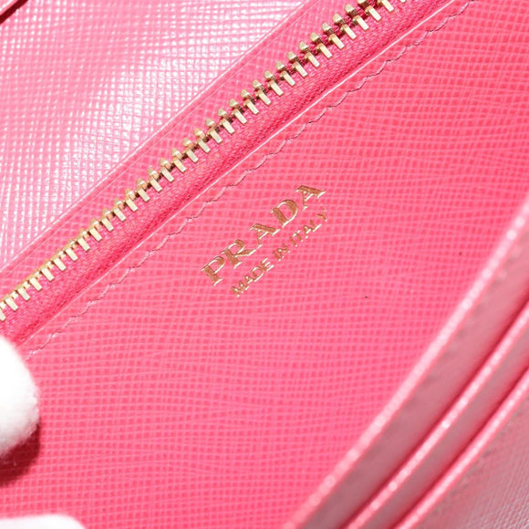 PRADA Long Wallet Safiano leather Pink Gold Auth bs35082A