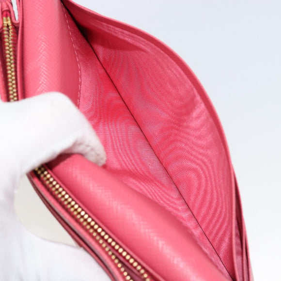 PRADA Long Wallet Safiano leather Pink Gold Auth bs35082A