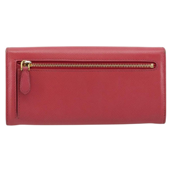 PRADA Long Wallet Safiano leather Pink Gold Auth bs35082A