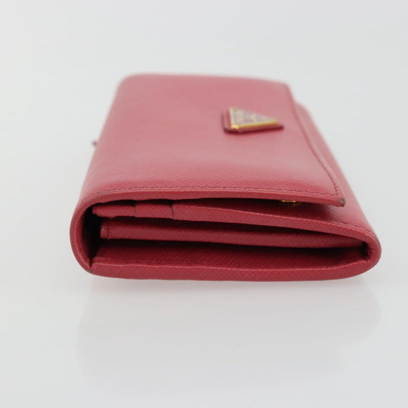 PRADA Long Wallet Safiano leather Pink Gold Auth bs35082A