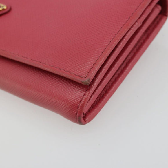 PRADA Long Wallet Safiano leather Pink Gold Auth bs35082A