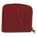 SAINT LAURENT Bifold Wallet Leather Red Gold Auth bs35087-1