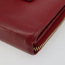 SAINT LAURENT Bifold Wallet Leather Red Gold Auth bs35087-15