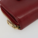 SAINT LAURENT Bifold Wallet Leather Red Gold Auth bs35087-16