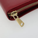SAINT LAURENT Bifold Wallet Leather Red Gold Auth bs35087-8