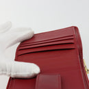 SAINT LAURENT Bifold Wallet Leather Red Gold Auth bs35087-19
