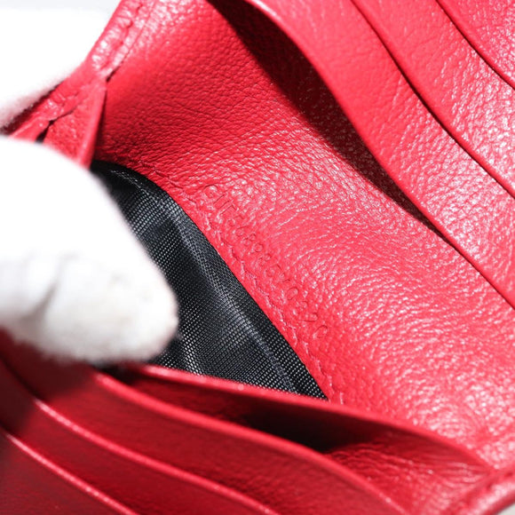 SAINT LAURENT Bifold Wallet Leather Red Gold Auth bs35087