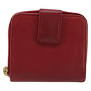 SAINT LAURENT Bifold Wallet Leather Red Gold Auth bs35087-2