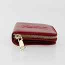 SAINT LAURENT Bifold Wallet Leather Red Gold Auth bs35087-3