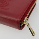 SAINT LAURENT Bifold Wallet Leather Red Gold Auth bs35087-7