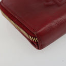 SAINT LAURENT Bifold Wallet Leather Red Gold Auth bs35087-14
