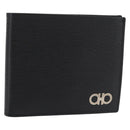 Salvatore Ferragamo Gancini Bifold Wallet Leather Black Silver Auth bs35088V-1