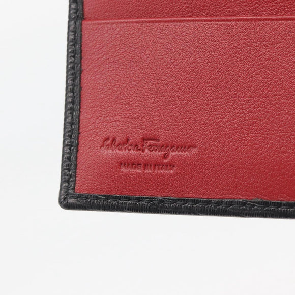 Salvatore Ferragamo Gancini Bifold Wallet Leather Black Silver Auth bs35088V